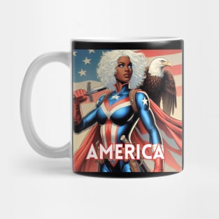 America Black Female Comic Book Superhero Patriotic USA Bald Eagle Mug